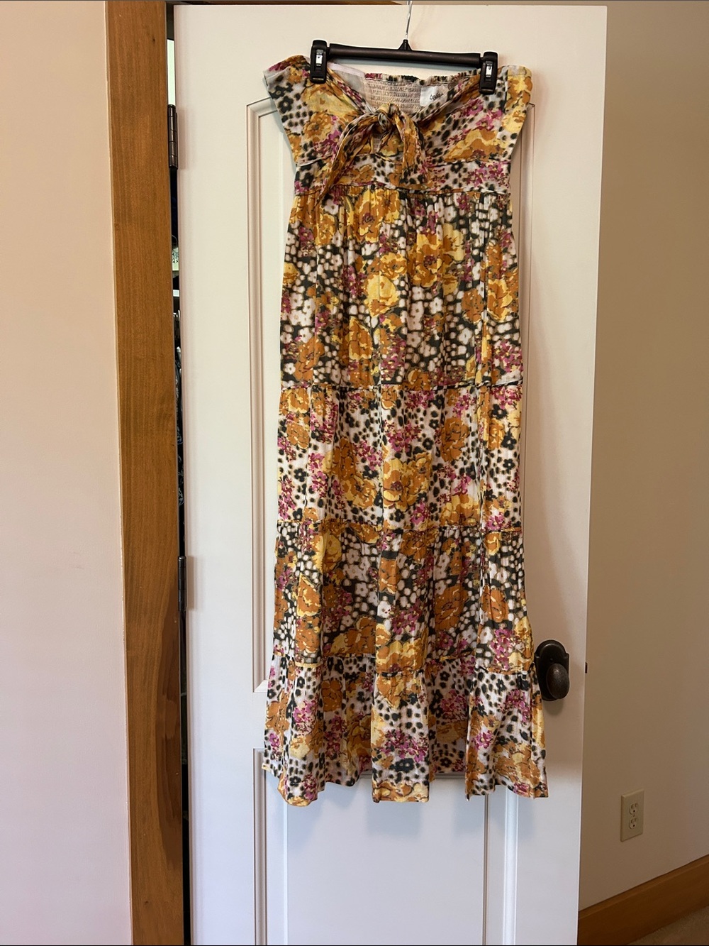 Ba&sh Dalid tie  front strapless maxi. Muted floral tiered design with ruching